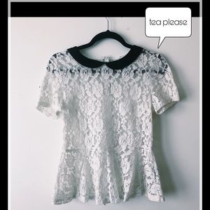 Forever 21 Lace Top Peter Pan Collar Large